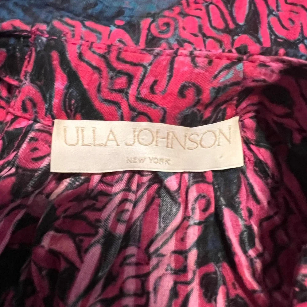 Ulla Johnson Flo Snapdragon Floral Puff Sleeve Tie Back Top Size 6